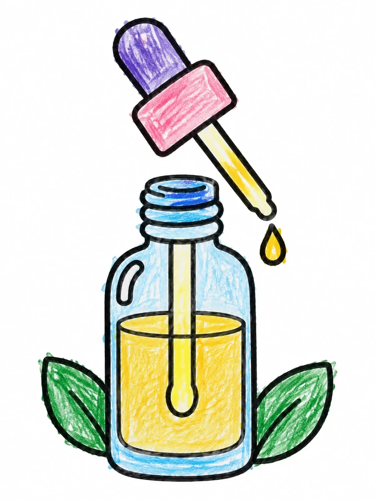 Colored example of the Cuticle Oil Dropper Bottle coloring page