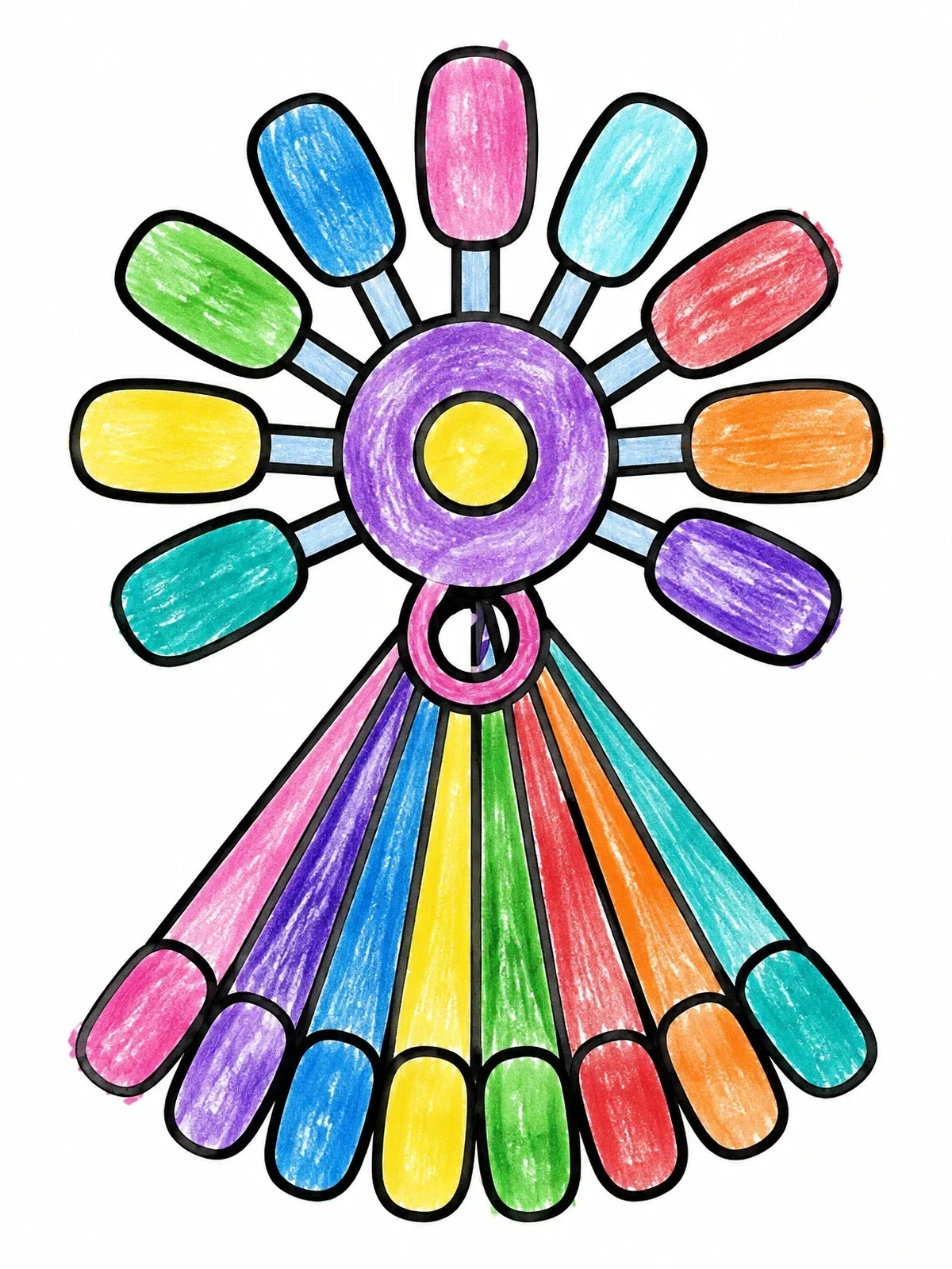Colored example of the Nail Art Sample Swatch Fan coloring page