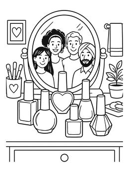 Free printable Nail Polish Bottles Vanity Mirror coloring page