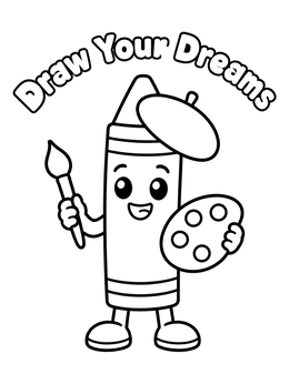 Free printable Artist Crayon With Palette And Brush coloring page