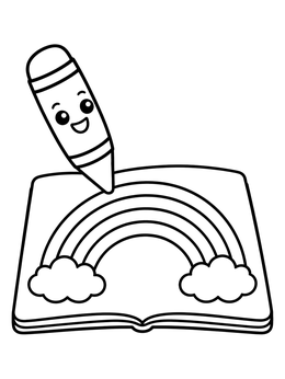Free printable Cute Crayon Drawing A Rainbow coloring page