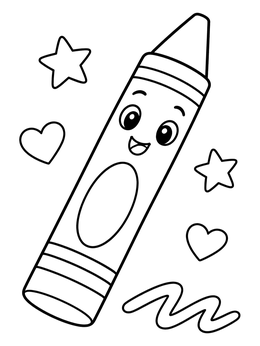 Free printable Happy Cartoon Crayon With Stars coloring page