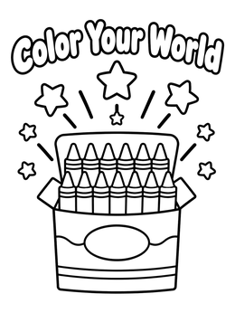 Free printable Open Crayon Box With Stars coloring page