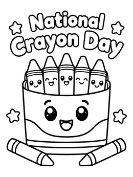 Free printable National Crayon Day Celebration coloring page