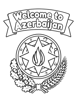 Free printable National Emblem Of Azerbaijan Banner coloring page
