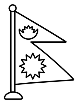 Free printable National Flag Of Nepal On Stand coloring page