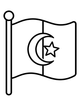 Free printable National Flag Of Algeria On Flagpole coloring page
