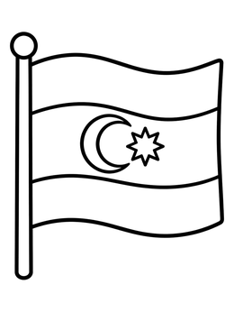 Free printable National Flag Of Azerbaijan On Flagpole coloring page