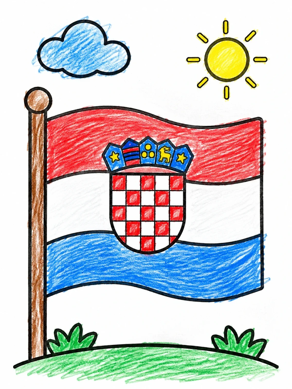 Colored example of the National Flag Of Croatia coloring page