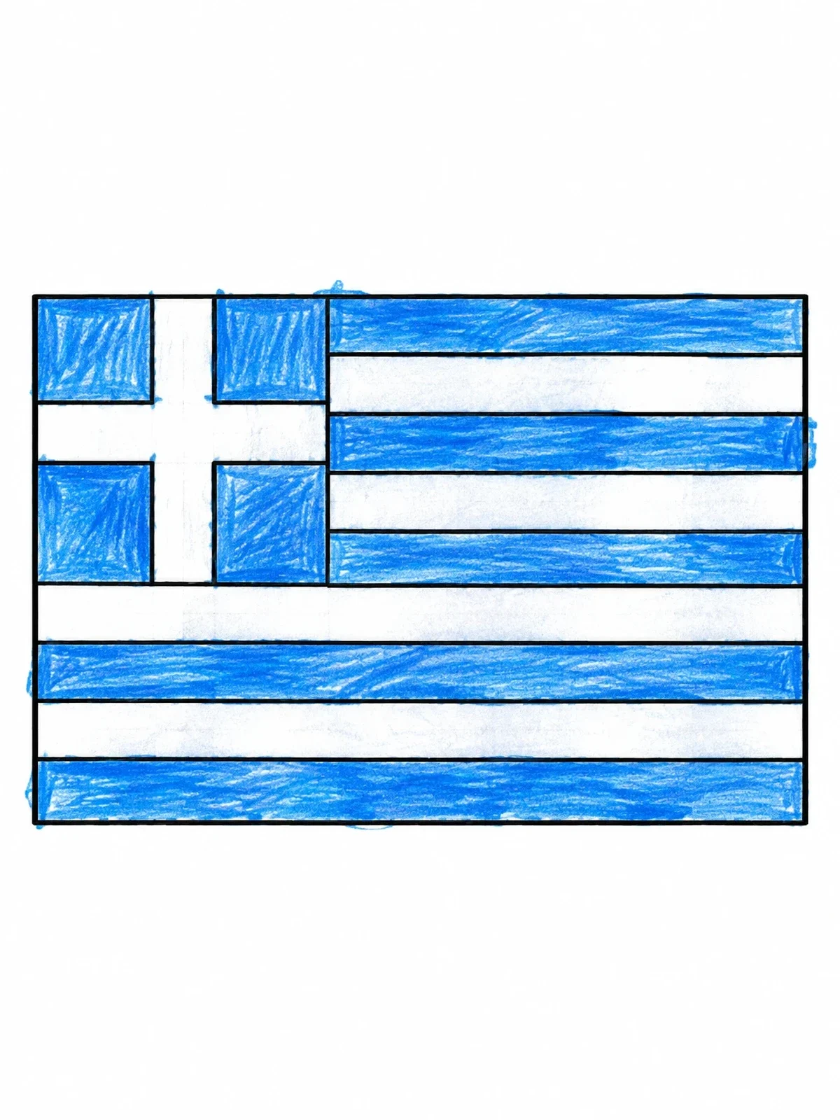 Colored example of the National Flag Of Greece Outline coloring page