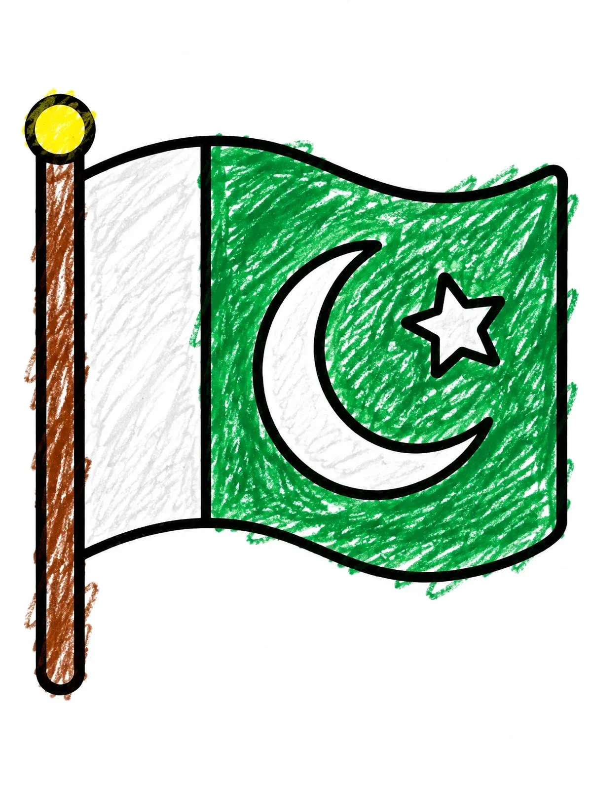 Colored example of the National Flag Of Pakistan coloring page