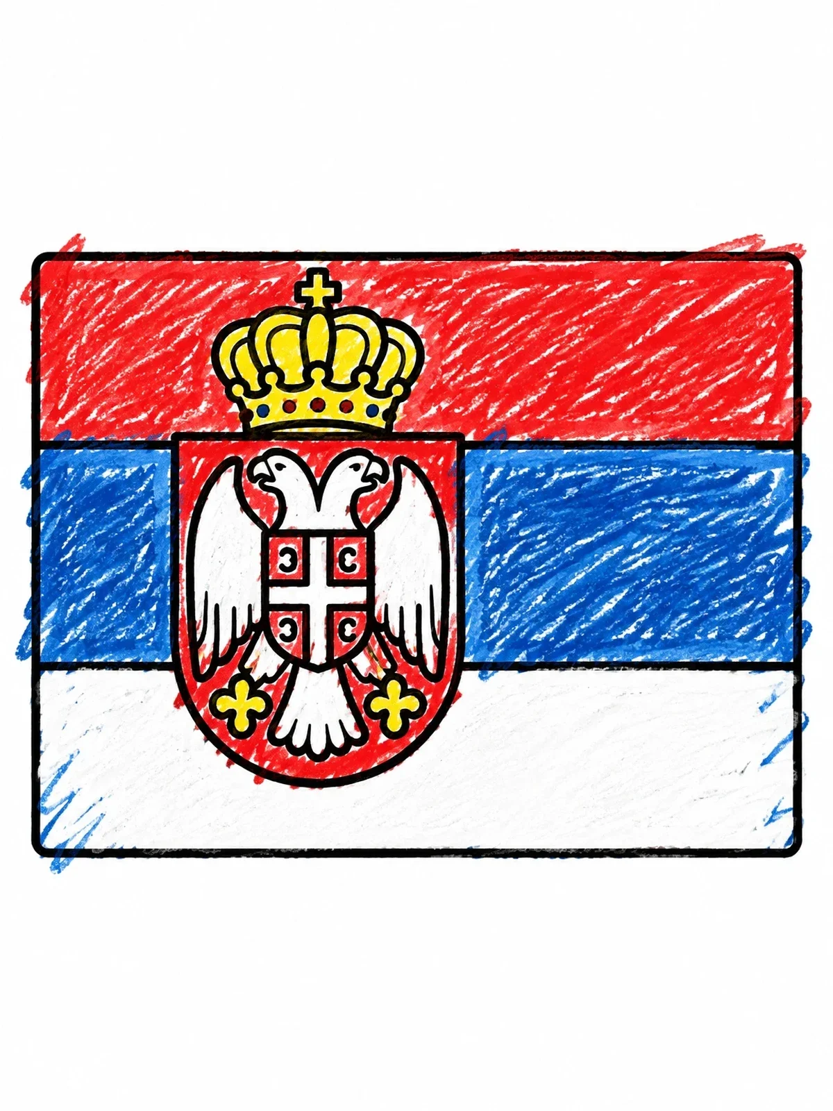Colored example of the National Flag Of Serbia coloring page