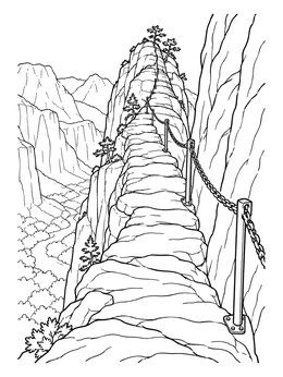 Free printable Angels Landing Cliffside Trail coloring page