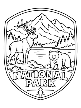 Free printable National Park Wilderness Emblem coloring page