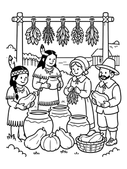 Free printable Harvest Celebration With Squash And Herbs coloring page