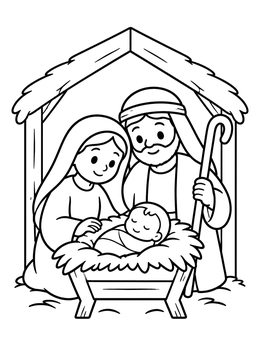 Free printable Holy Family In The Stable coloring page