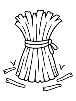 A simple sheaf of dry straw in this nativity coloring page for kids.