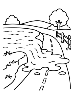 Free printable Flooded Road In The Countryside coloring page