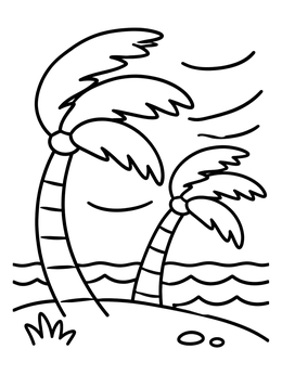 Free printable Palm Trees In Gale Winds coloring page