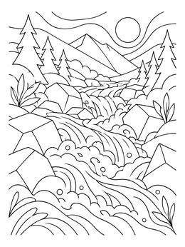 Free printable Rushing Mountain Flash Flood coloring page