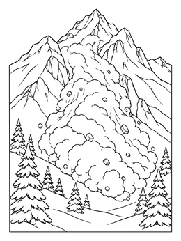 Free printable Massive Mountain Snow Avalanche coloring page