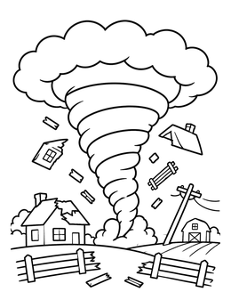 Free printable Tornado Sweeping Over Farmland coloring page