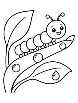 Free printable Happy Caterpillar On A Plant Stem coloring page
