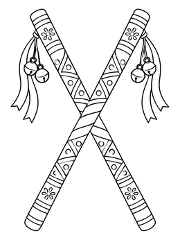 Free printable Decorative Crossed Dandiya Sticks coloring page