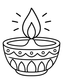 Free printable Decorative Festival Diya Lamp coloring page