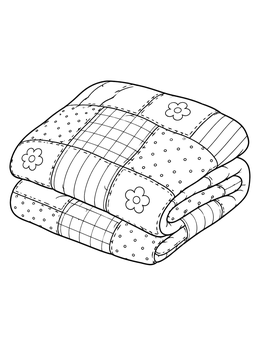 Free printable Neatly Folded Patchwork Quilt coloring page