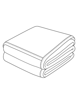 A neatly folded blanket coloring page showing stitched hem borders.