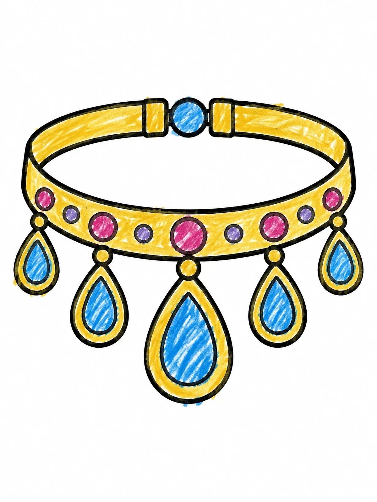 Colored example of the Royal Choker With Teardrop Gems coloring page