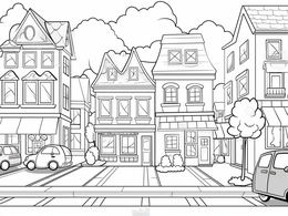 Peaceful Neighborhood Coloring Coloring Page Peaceful Neighborhood Coloring Coloring Page
