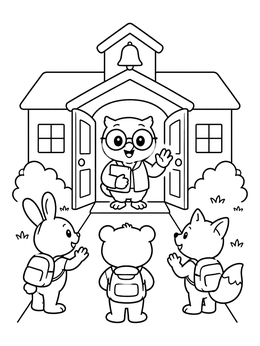 Free printable Owl Teacher Welcoming Students To School coloring page