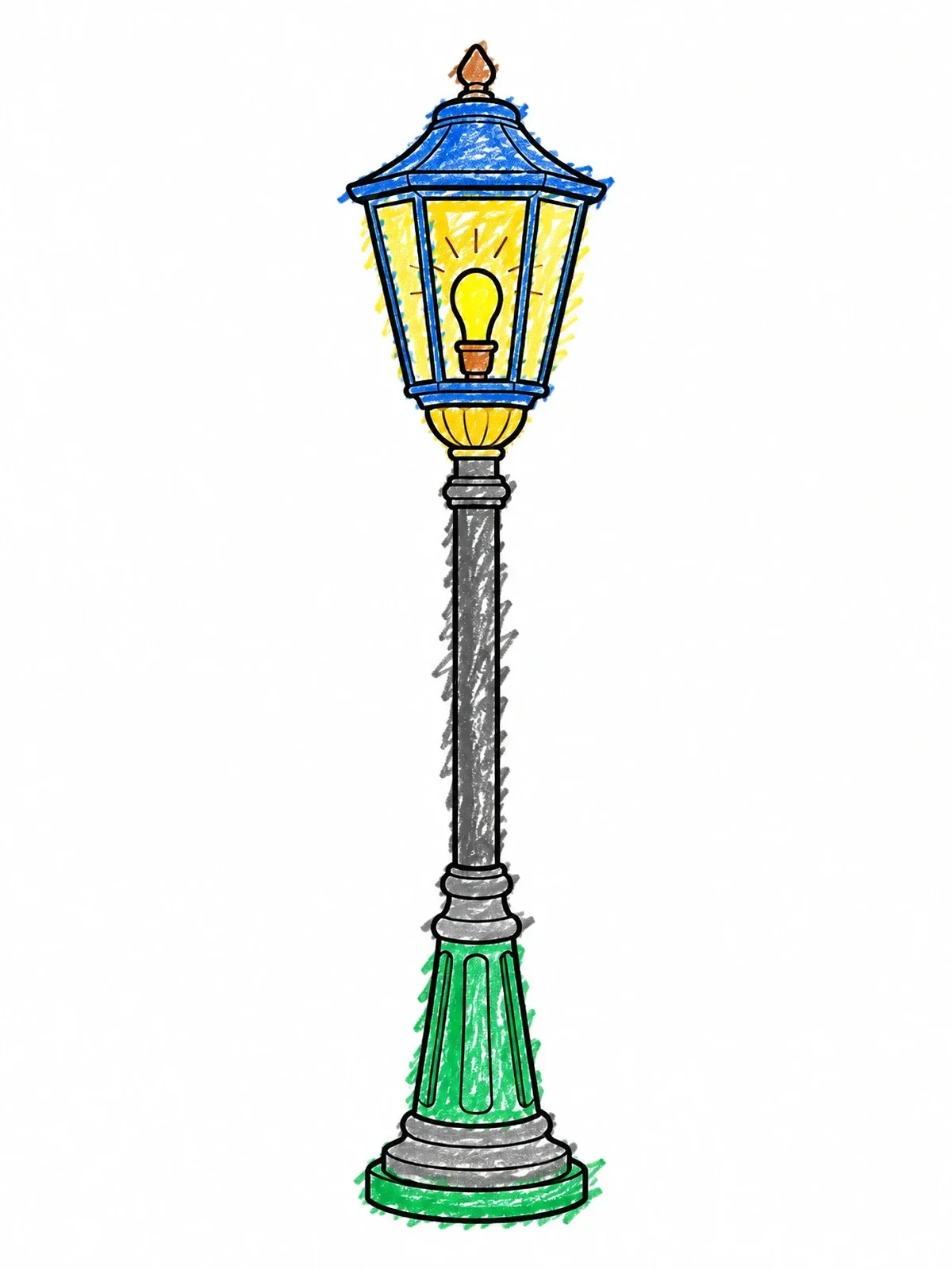 Colored example of the Vintage Street Lamp Post coloring page