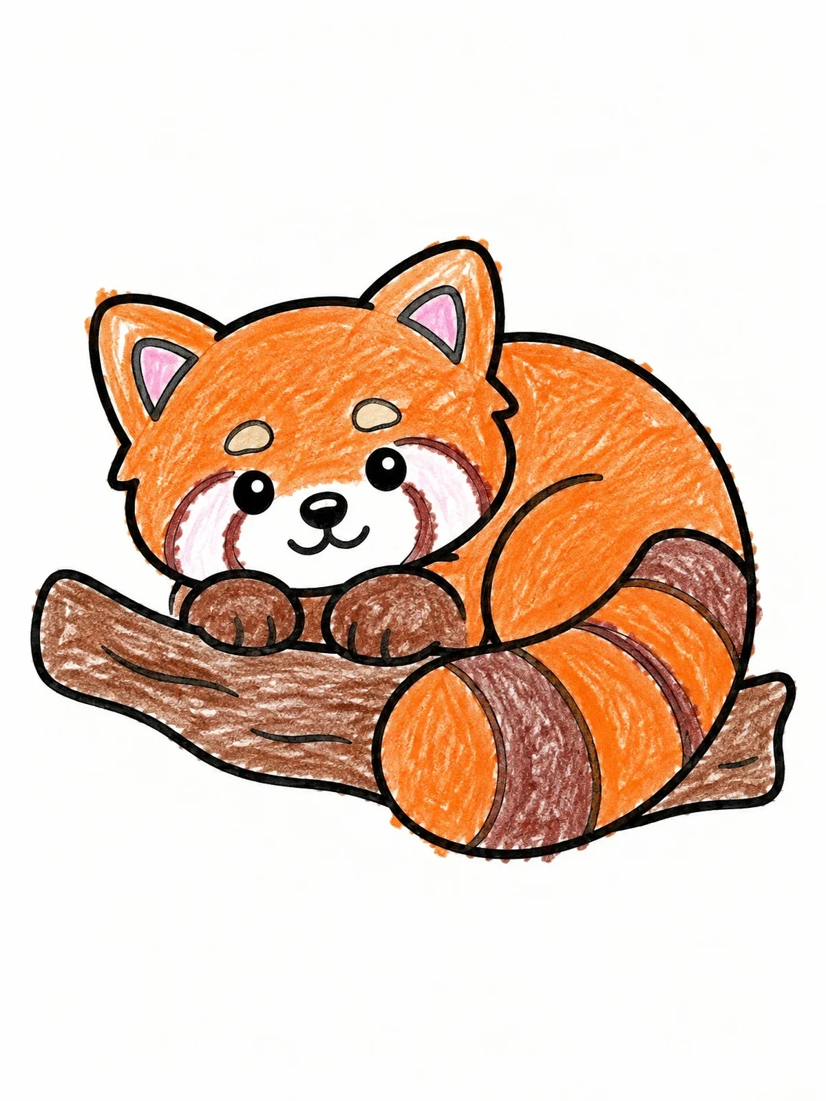 Colored example of the Cozy Red Panda On Branch coloring page