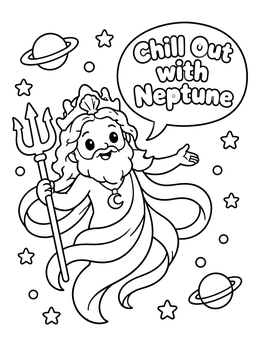 Free printable Neptune Ocean King In Space coloring page