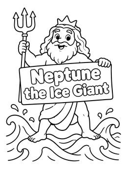 Free printable Neptune The Ice Giant In Waves coloring page