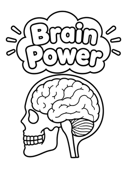 Free printable Brain Power Skull Profile coloring page
