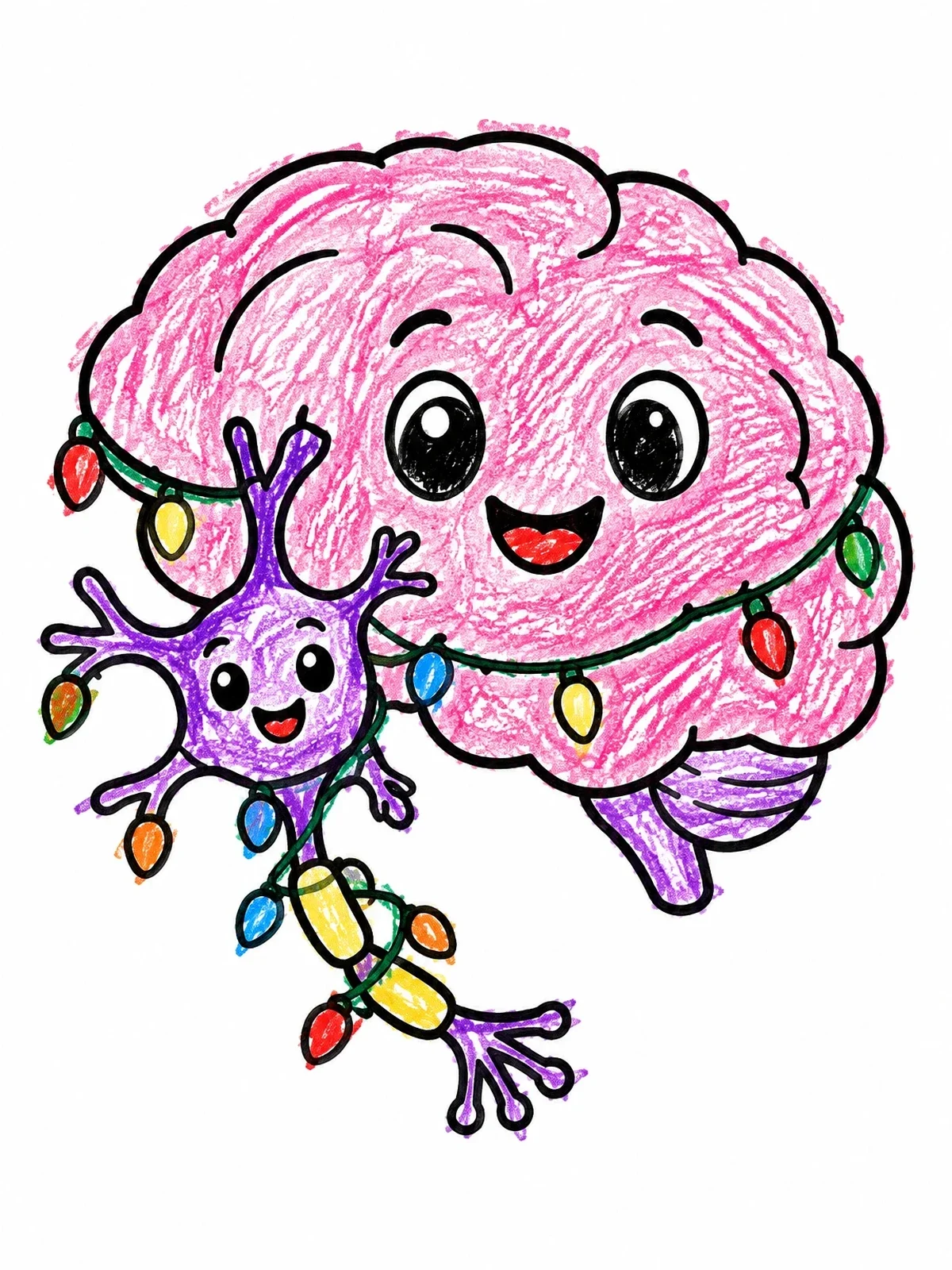 Colored example of the Happy Brain And Little Neuron Friends coloring page