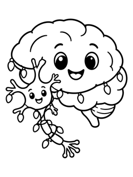 Free printable Happy Brain And Little Neuron Friends coloring page