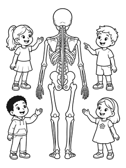 Free printable Children Studying The Spine And Skeleton coloring page