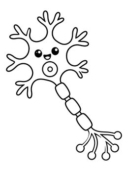 Free printable Cute Cartoon Neuron Cell coloring page