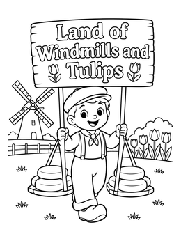 Free printable Dutch Boy Carrying Cheese Wheels coloring page