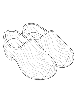 A pair of traditional wooden shoes in this Netherlands coloring page.