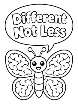 Free printable Cute Brain Wing Butterfly coloring page