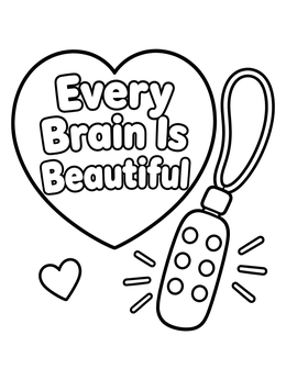 Free printable Every Brain Is Beautiful Heart And Chew Pendant coloring page
