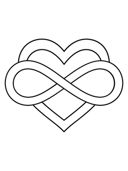 An intertwined heart and infinity loop in this neurodiversity coloring page.