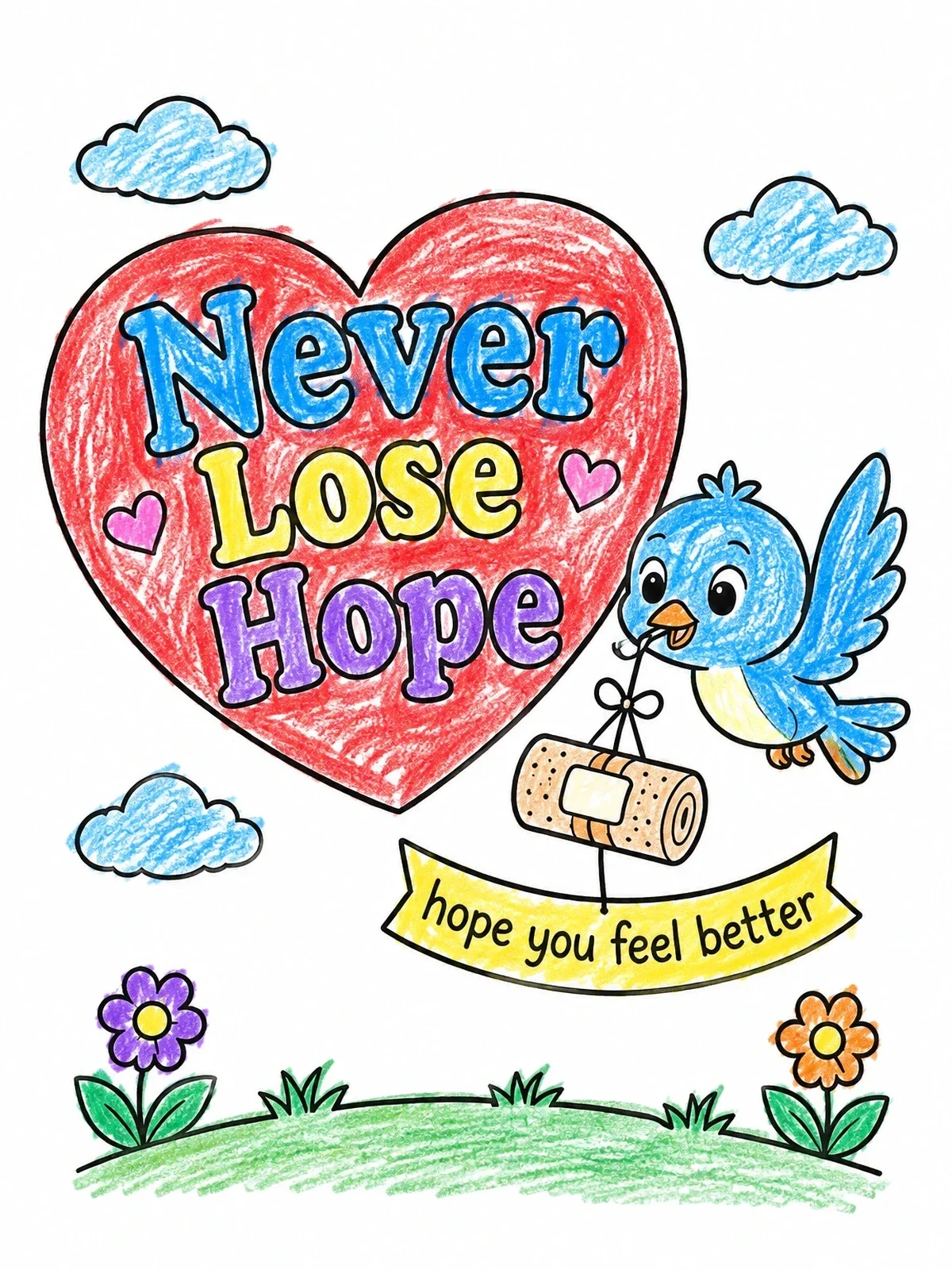 Colored example of the Never Lose Hope Birdie coloring page