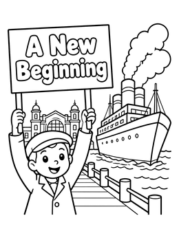 Free printable A New Beginning At Ellis Island coloring page